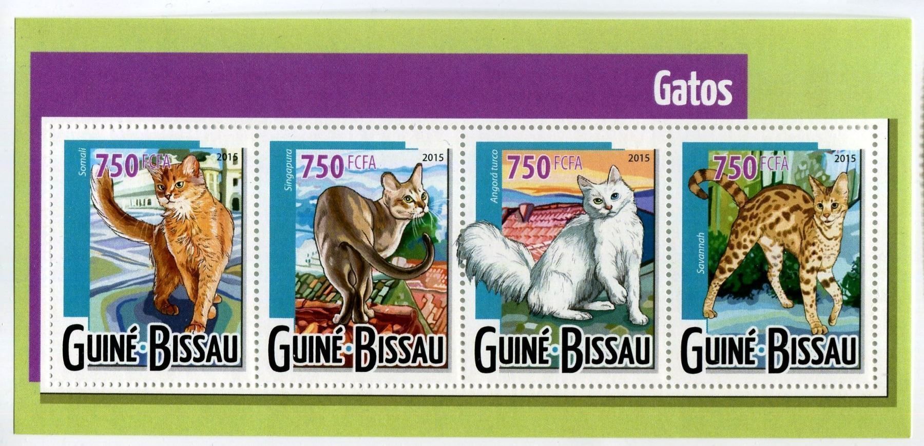 Alle Briefmarken: Block "Katzen". Guinea-Bissau. – Neu und originalverpackt aus Basel von Butsch5
