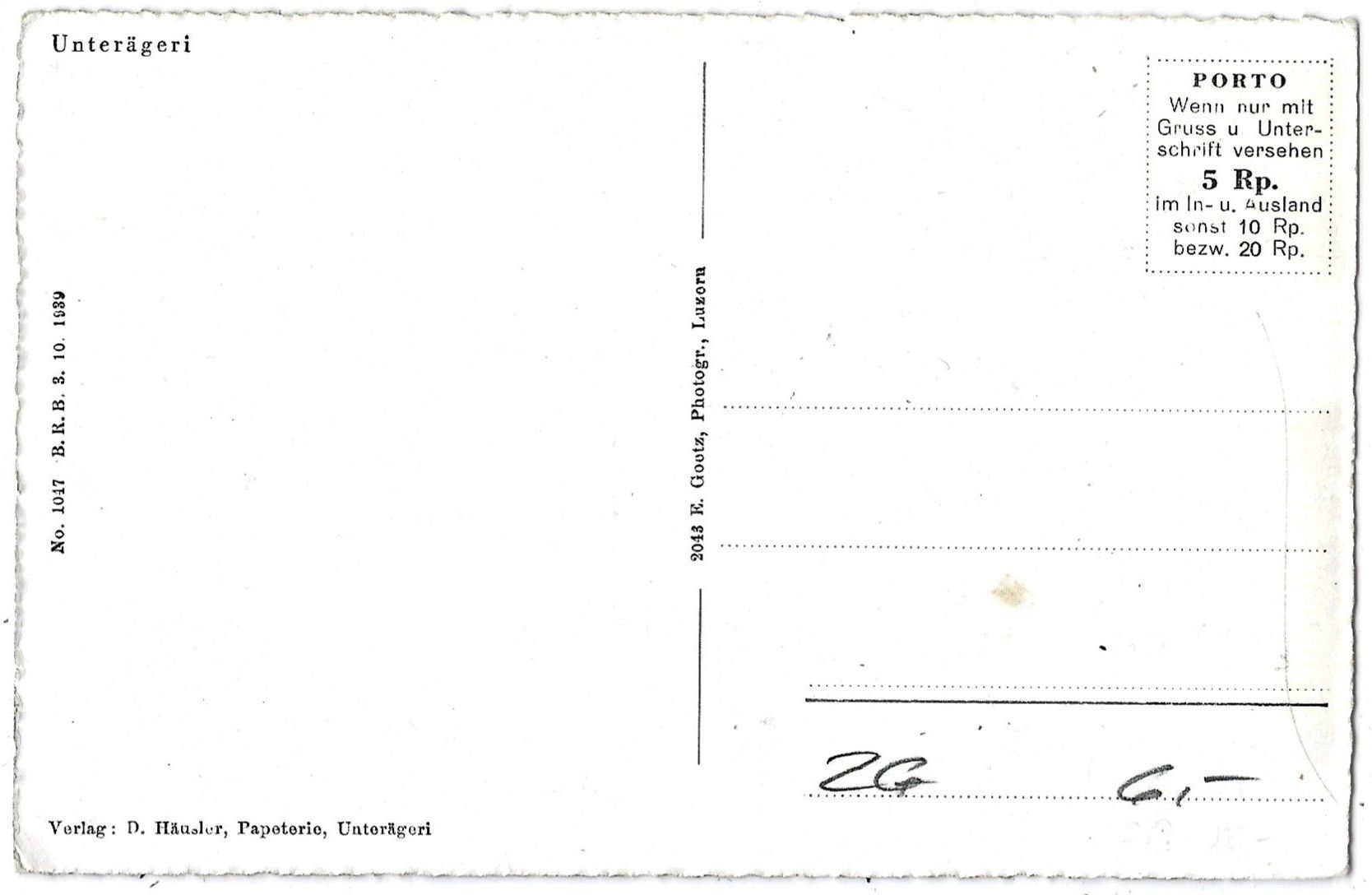 Cartoline postali: U n t e r ä g e r i – Usato da Bütschwil venduto da Jackson1A 1
