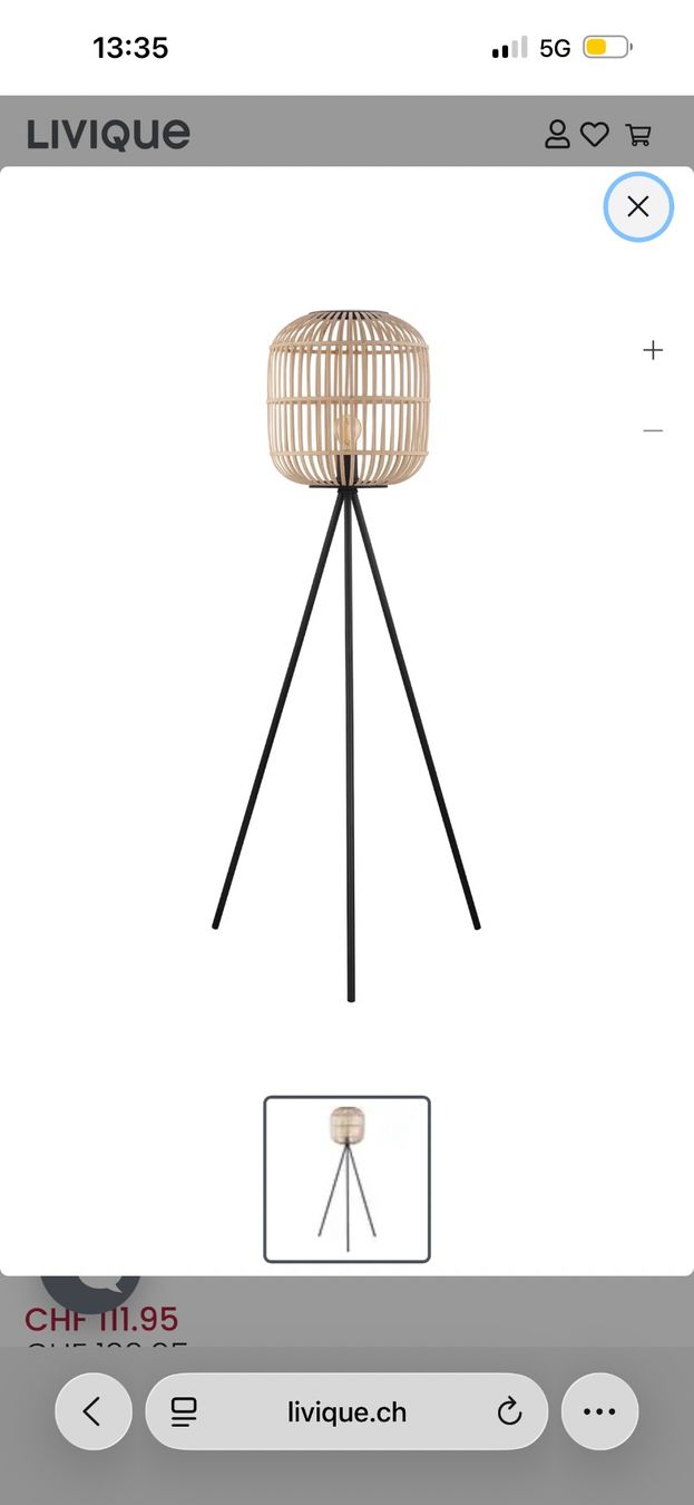 Lampen: Stehlampe Bordesley Schwarz Stahl/Holz 139 cm – Gebraucht aus Biberist von KatwomanK