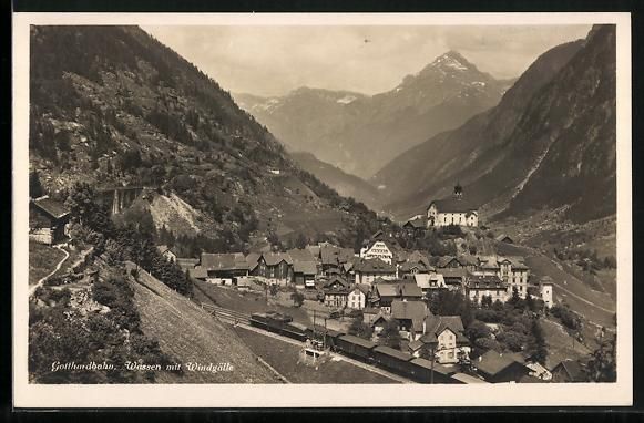 Cartes postales: AK Wassen, Gotthardbahn mit Windgälle – D'occasion à Berlin par bartko-reher