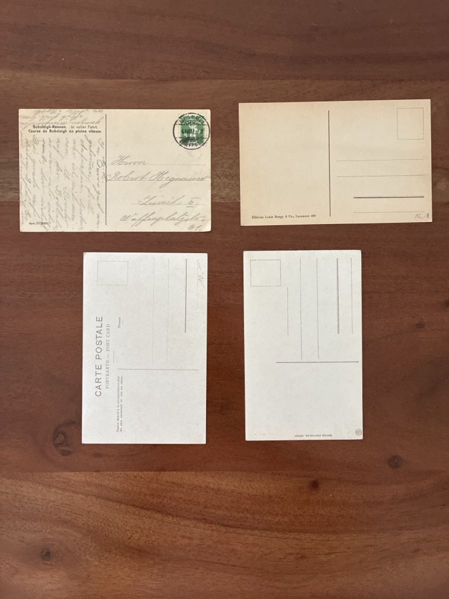 Cartoline postali: 8 Ansichtskarten Schweiz vom Bob fahren C – Usato da Oftringen venduto da Cla.vD.74 1