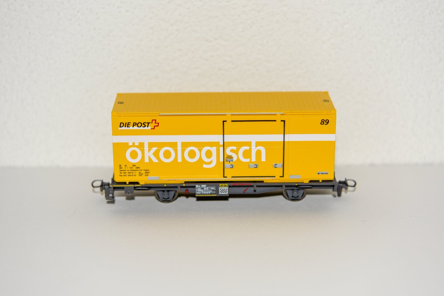 Bemo Modellini di ferrovie: Bemo  2269 1XX - RhB Lb-v 7857 mit Postcontainer Nr. 89 – Nuovo (secondo la descrizione) da Mönchaltorf venduto da Pacific01202 1
