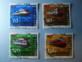 2002 Sondermarke 1047 - 1050 ET Vollstempel 100 Jahre SBB
