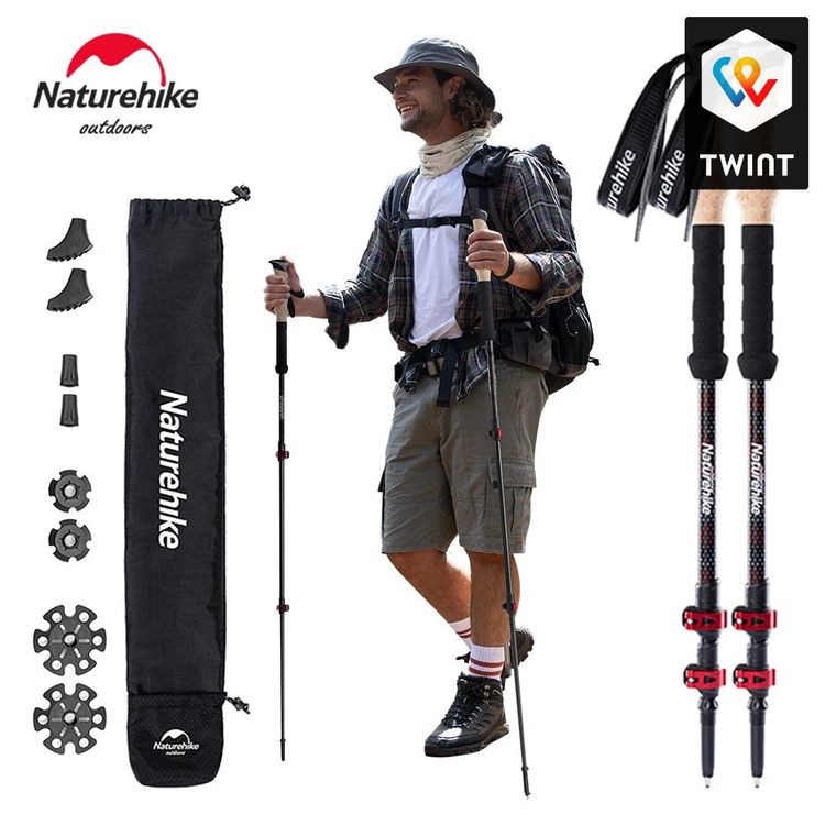 Bâtons De Randonnée Télescopiques Alpenstock – Pliables, Réglables (53″-25″), Lot De 2