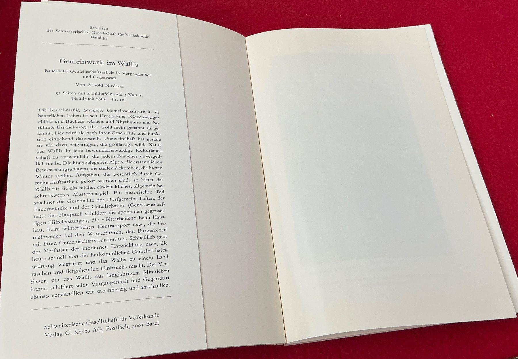 Libri: Arnold Niederer: Gemeinwerk im Wallis – Usato da Naters venduto da seidengut 8