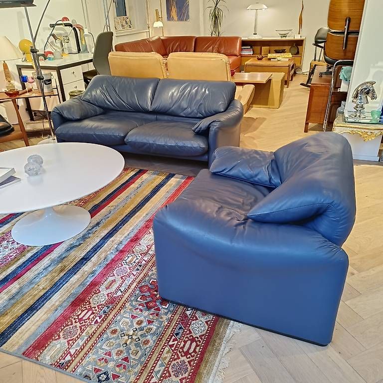 Cassina Divani: Cassina Maralunga Sofa + Sessel  Leder – Usato da Zürich venduto da style-and-design.zh 1