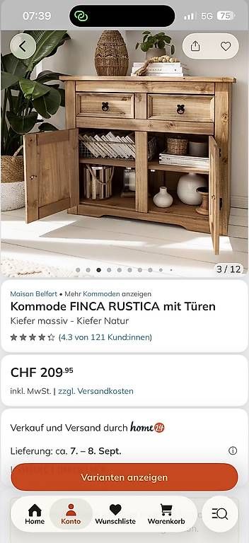 Kommoden: Kommode Kiefer massiv Natur – Gebraucht aus Rossrüti von Nure61 1