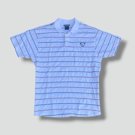 Nike Shox vintage white striped polo streetwear t-shirt L