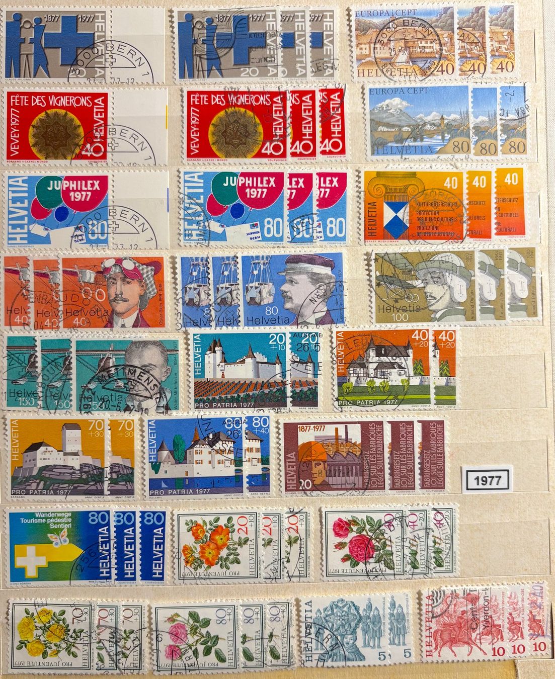 Tutti i francobolli: Timbres suisses 1977 Fleurs Aviateurs – Usato da Lausanne venduto da Cabessa