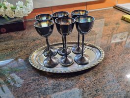 Elegantes Schnapsbecherset, 6-teilig, Vintage Look