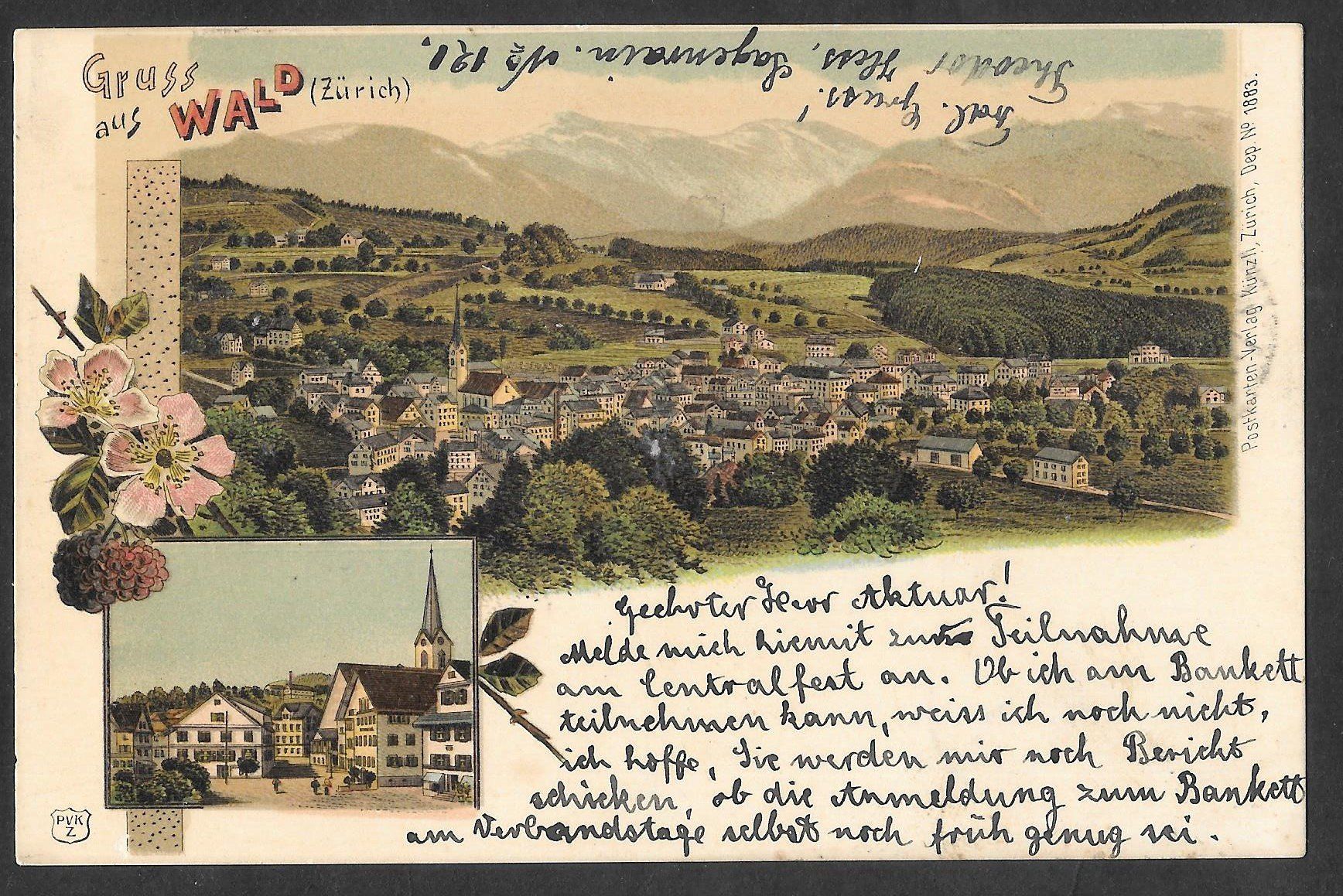 Ansichtskarten: Wald farbige Lithografie 2 Bilder – Gebraucht aus Olten von clotaldi