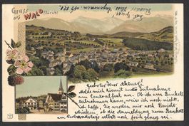Wald farbige Lithografie 2 Bilder