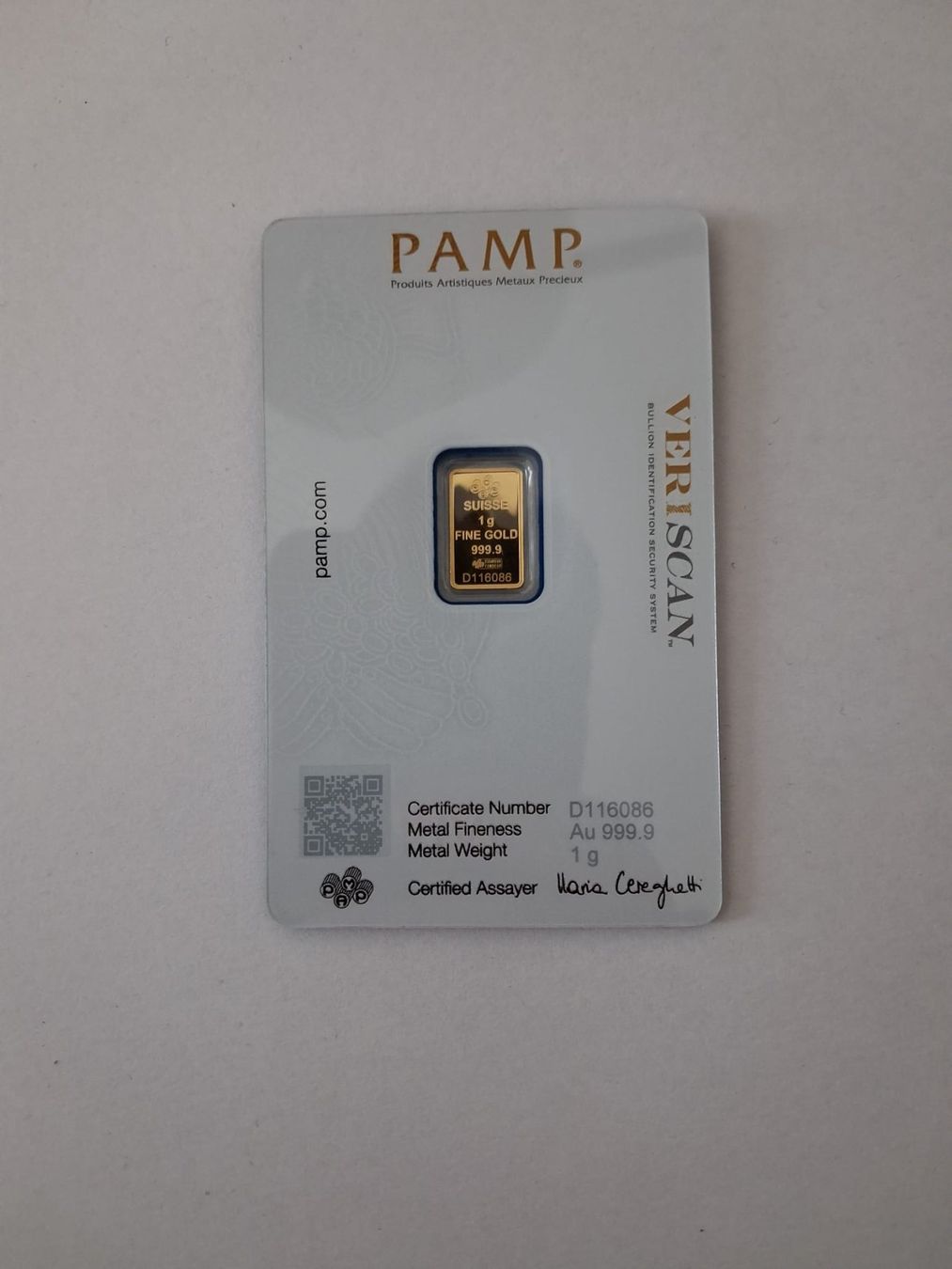 Pamp Metalli preziosi: PAMP Suisse 1g Or .9999 - Lingot scellé – Nuovo e nell'imballaggio originale da Dombresson venduto da Saluro