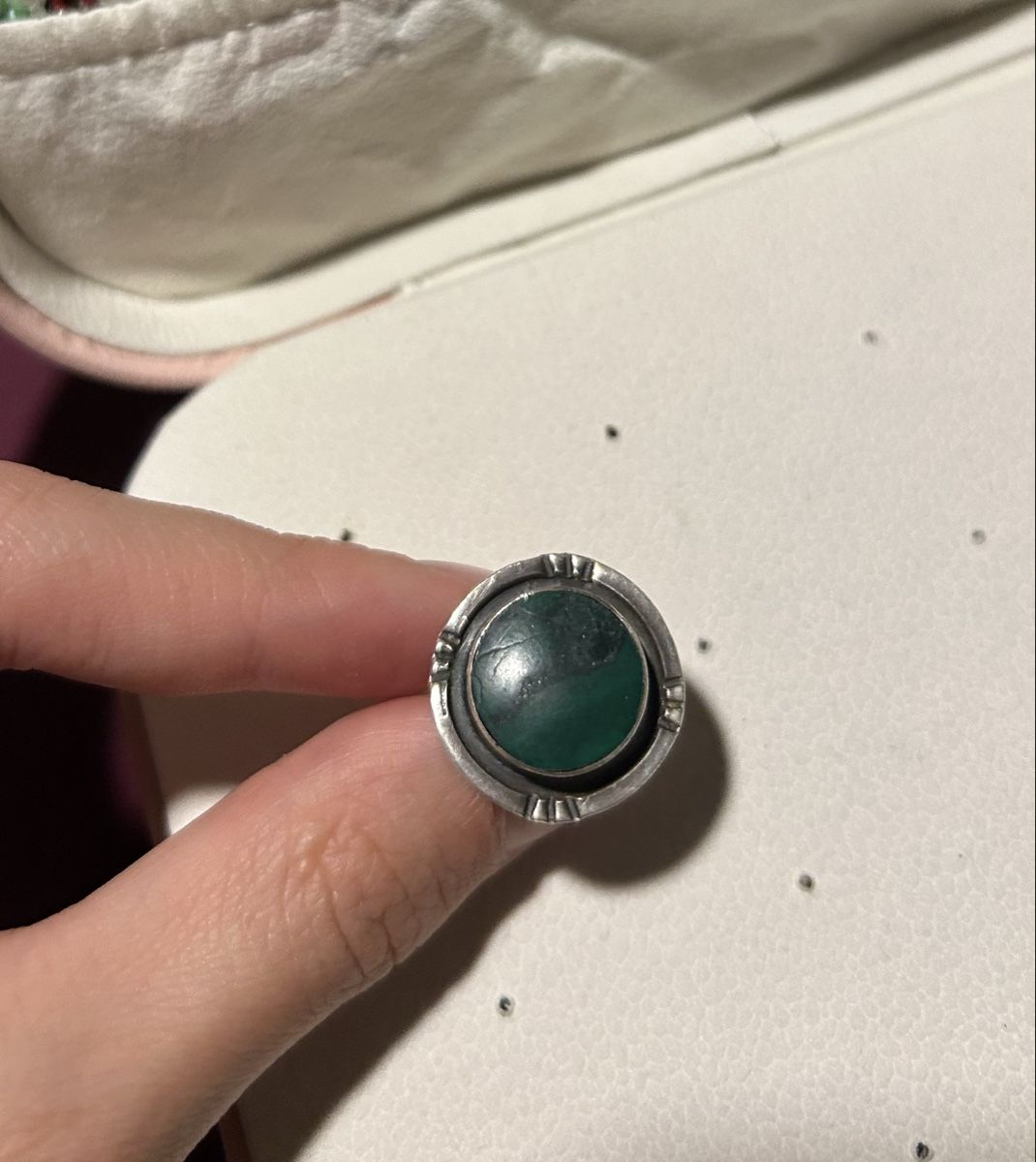Anelli: Silber Ring mit grünem Stein – Usato da Basel venduto da lenarrari 3