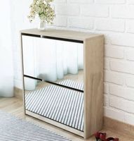 neuer Schuhschrank mit 2 Fächern Spiegel 63x17x67 cm