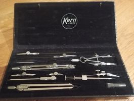 Kern Aarau Zeichenzirkel Set, komplett, Vintage Design