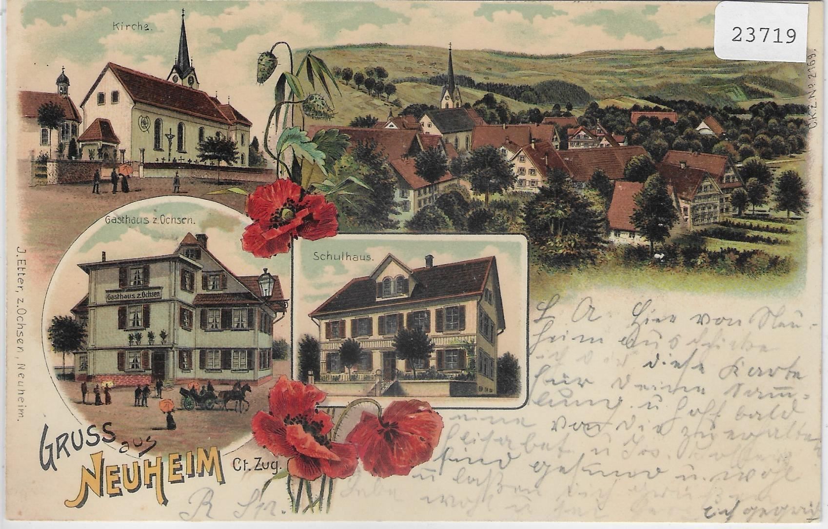 Cartoline postali: Gruss aus Neuheim Zug - Litho 1901 – Antico da Ettingen venduto da Kartenplanet