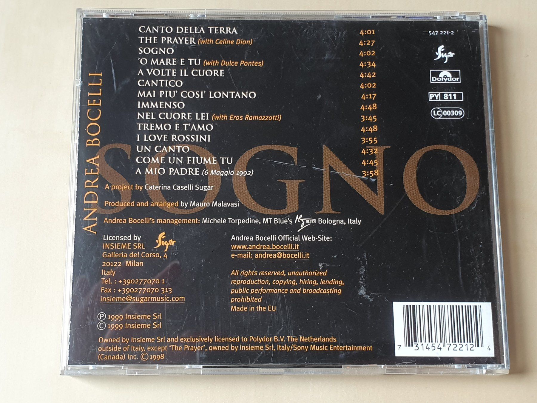 CD: Andrea Bocelli Sogno – Usato da Stansstad venduto da collectorsshop 1