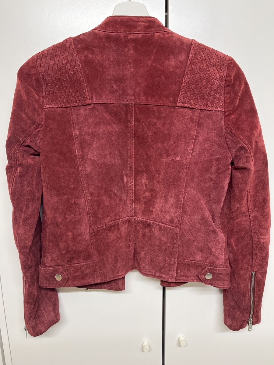 Mango Giacche: Mango Wildlederjacke, bordeaux rot, Grösse xs – Usato da Amlikon-Bissegg venduto da Rahelbr5 3