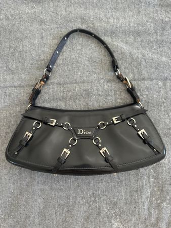 Sac Dior noir vernis cuir boucle Vintage 