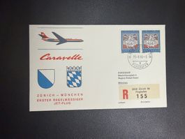 Swissair Erstflugbrief Zürich-München 1966