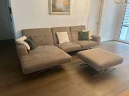 Dieter Knoll Couch inkl. Hocker in Wildleder-Optik