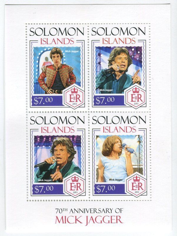 Alle Briefmarken: Block "The Rolling Stones. Mick Jagger". Salomonen – Neu und originalverpackt aus Basel von Butsch5