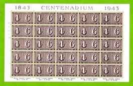 1943 - 100 J. schw. Postmarken Zierbogen postfr.  SBK 50.--