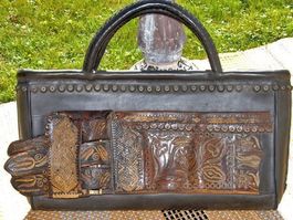 Federkielstickerei Tasche antik