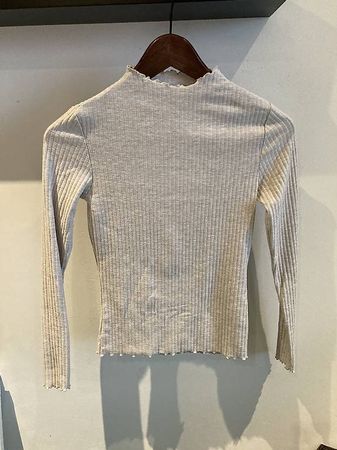 Only XS  geripptes Langarmshirt creme