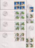 PJ. FDC-Serie 1992. Einzelmarken & Vierer-Blocks.