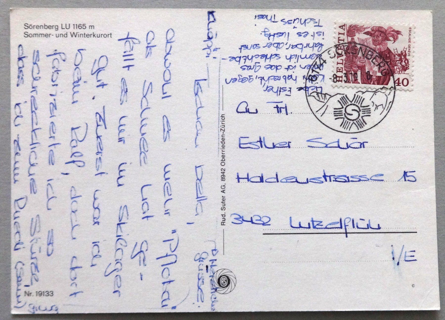 Cartoline postali: Sörenberg LU 1165 m – Usato da Fétigny venduto da Billy2miny 1