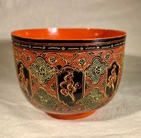 Bol laqué Burma, bambou lamelles et crin de cheval, 70-80s