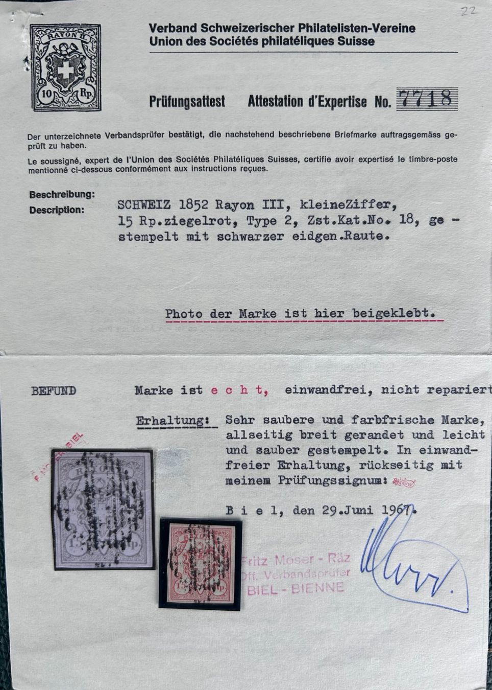 Tutti i francobolli: Rayon III 18 Luxus fehlerfrei vierseitig breit 2mal Attest – Usato da Oberengstringen venduto da Martin220465 4