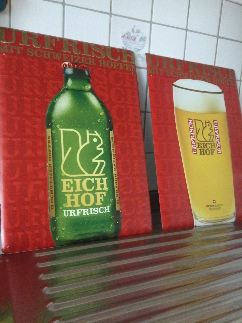 Eichhof Schilder: 2 BLECH-SCHILDER VON EICHHOF URFRISCH / LUZERNER BIER – Neu (gemäss Beschreibung) aus EMMETTEN von pfi_cbg5 5