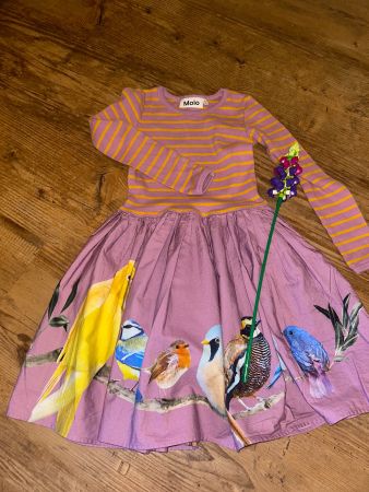 Kleid Molo mit Vogelmotiv 110/116 - *NEU*