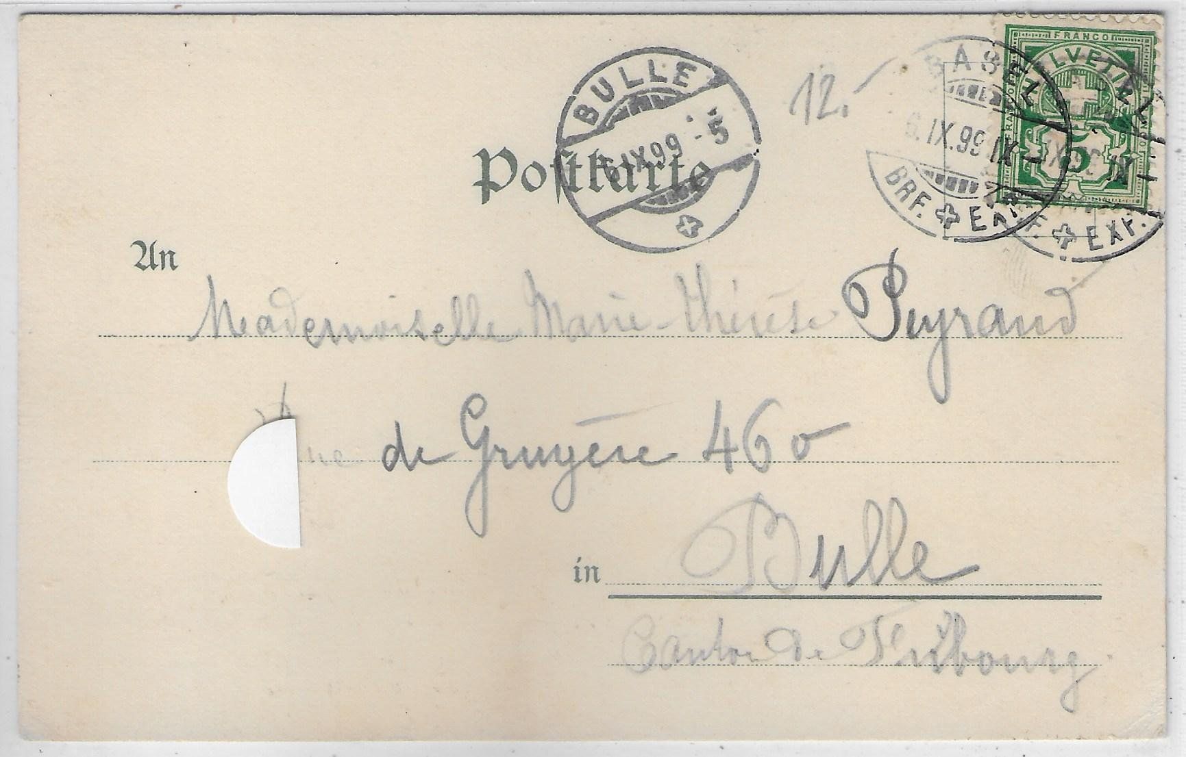 Cartoline postali: Mädchen auf Steinbank mit Korb - Litho 1899 – Usato da Ettingen venduto da Kartenplanet 1