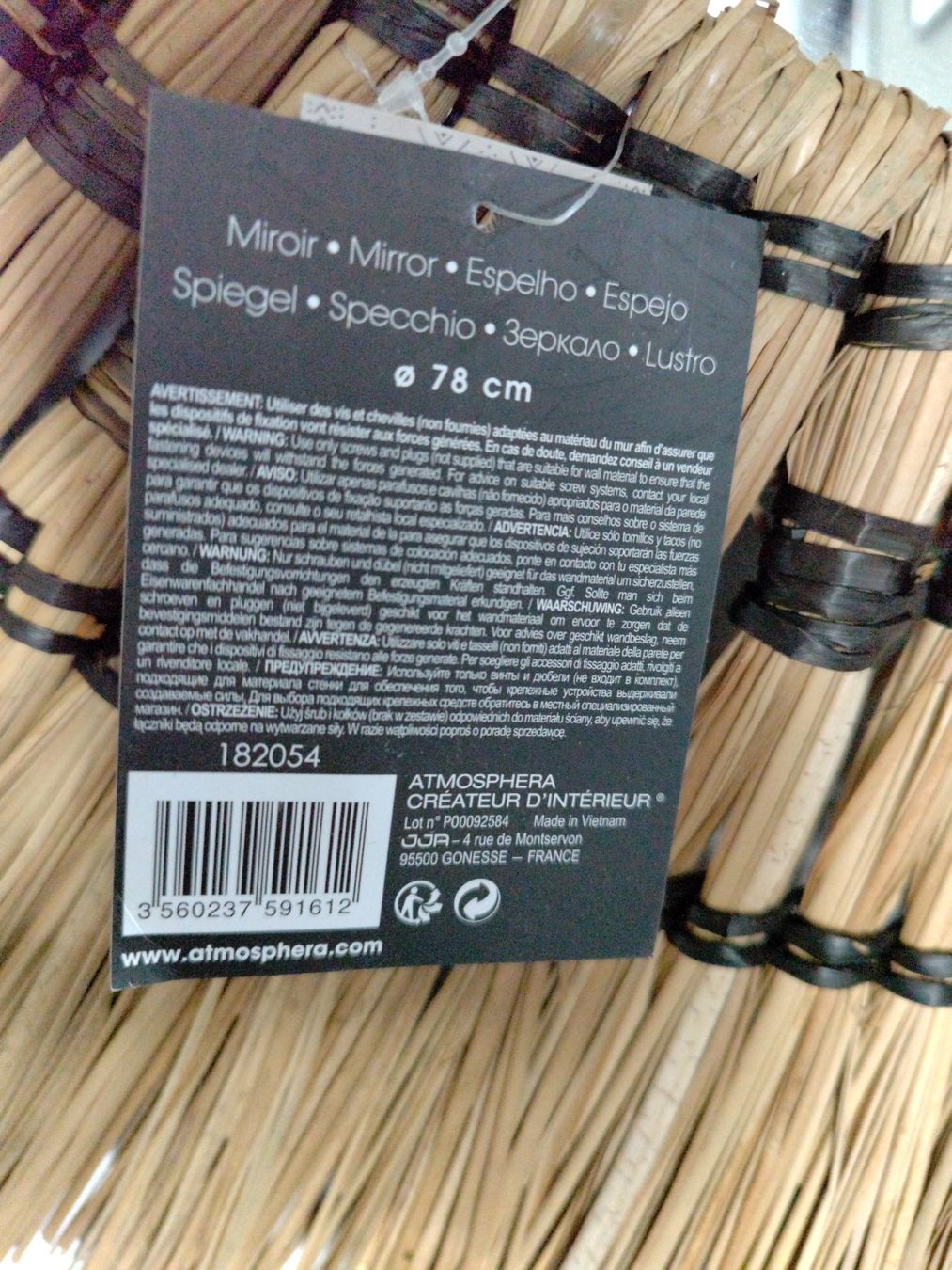Specchi: Moderner Spiegel aus echtem Rattan 78 cm – Nuovo e nell'imballaggio originale da Scherz venduto da texmanu 5