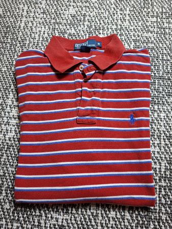 Polo Ralph Lauren rayé rouge bleu blanc taille M