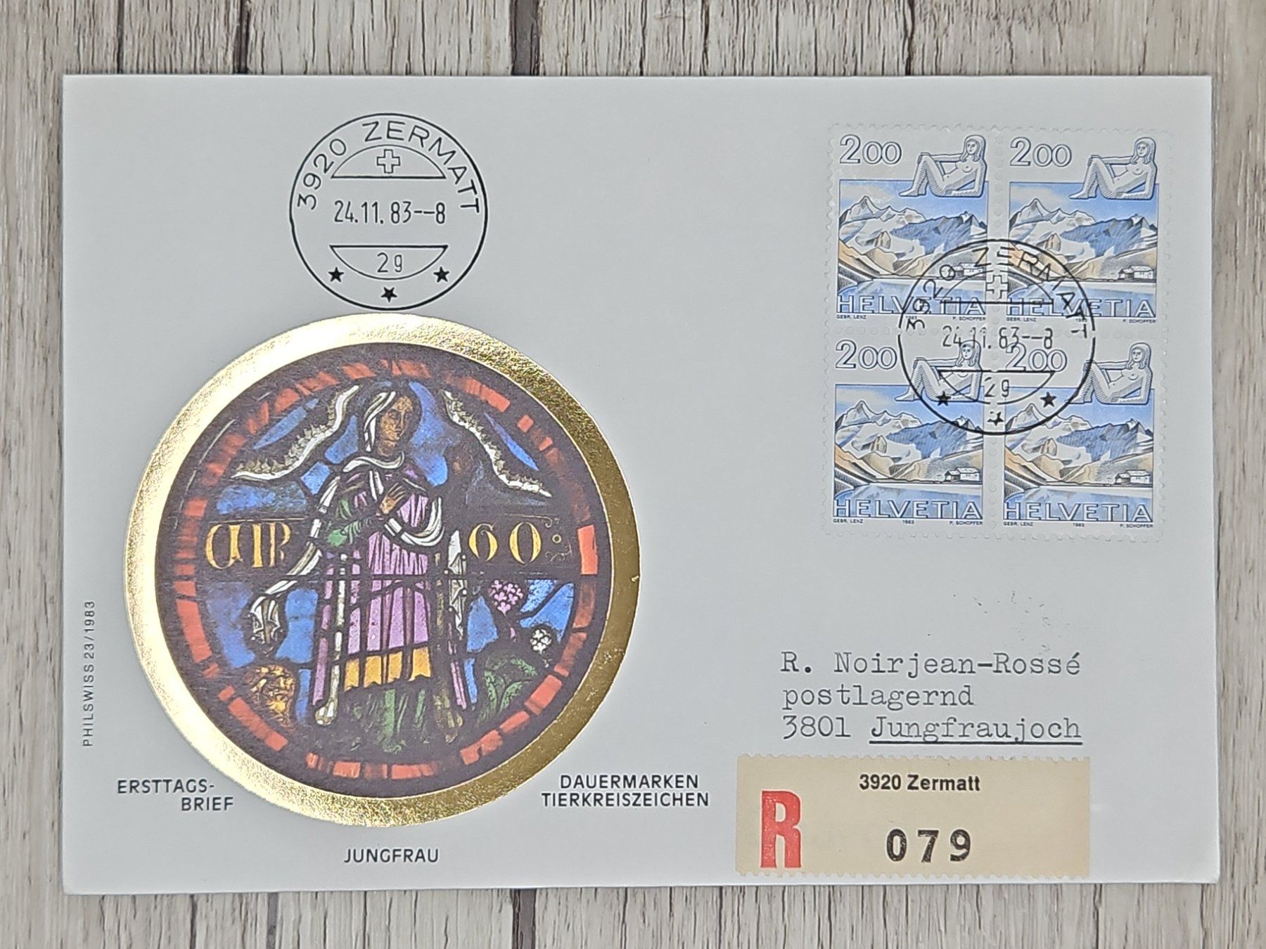 Tutti i francobolli: CL09 Enveloppe + Timbre Suisse 1983 – Usato da Cousset venduto da Patrick_Collections