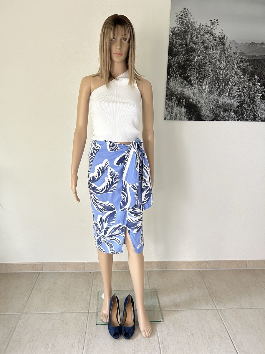 H&M Röcke: Summer Skirt Blue White Wrap Look Patterned Size S – Gebraucht aus Saland von ele_vc96 1