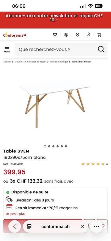 Tavoli: Table Conforama Sven – Usato da Delémont venduto da YBroquet 3
