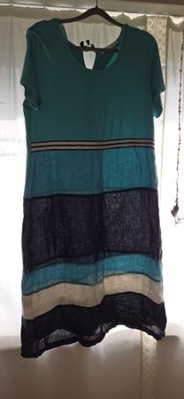 Sommerliches Leinen Kleid made in Italy Grösse XL,