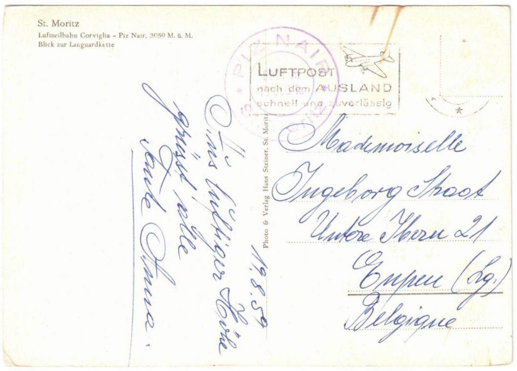 Cartoline postali: St. Moritz - Luftseilbahn Corviglia--Piz Nair – Usato da Binningen venduto da Mountainrider 1