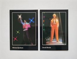 2 alte Postkarten Michael Jackson David Bowie (M. Tussaud's)