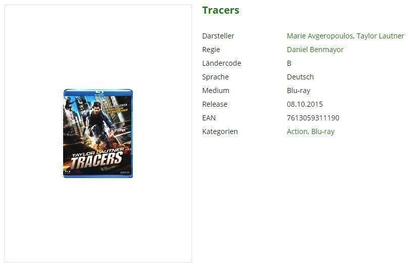 Tutti i DVDs: Tracers (Blu-Ray) – Usato da Buchrain venduto da Sssschaller