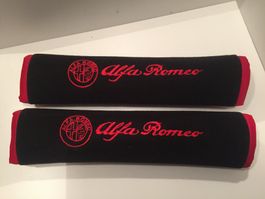 Alfa Romeo Gurtpolster schwarz-rot bestickt (1 Paar) NEU