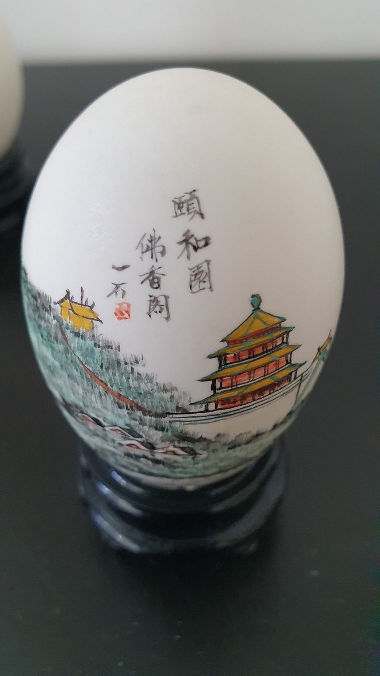 Statuette: 2 antike, chinesische Eier/handbemalt/gemarkt – Usato da Glattfelden venduto da sessa123 3