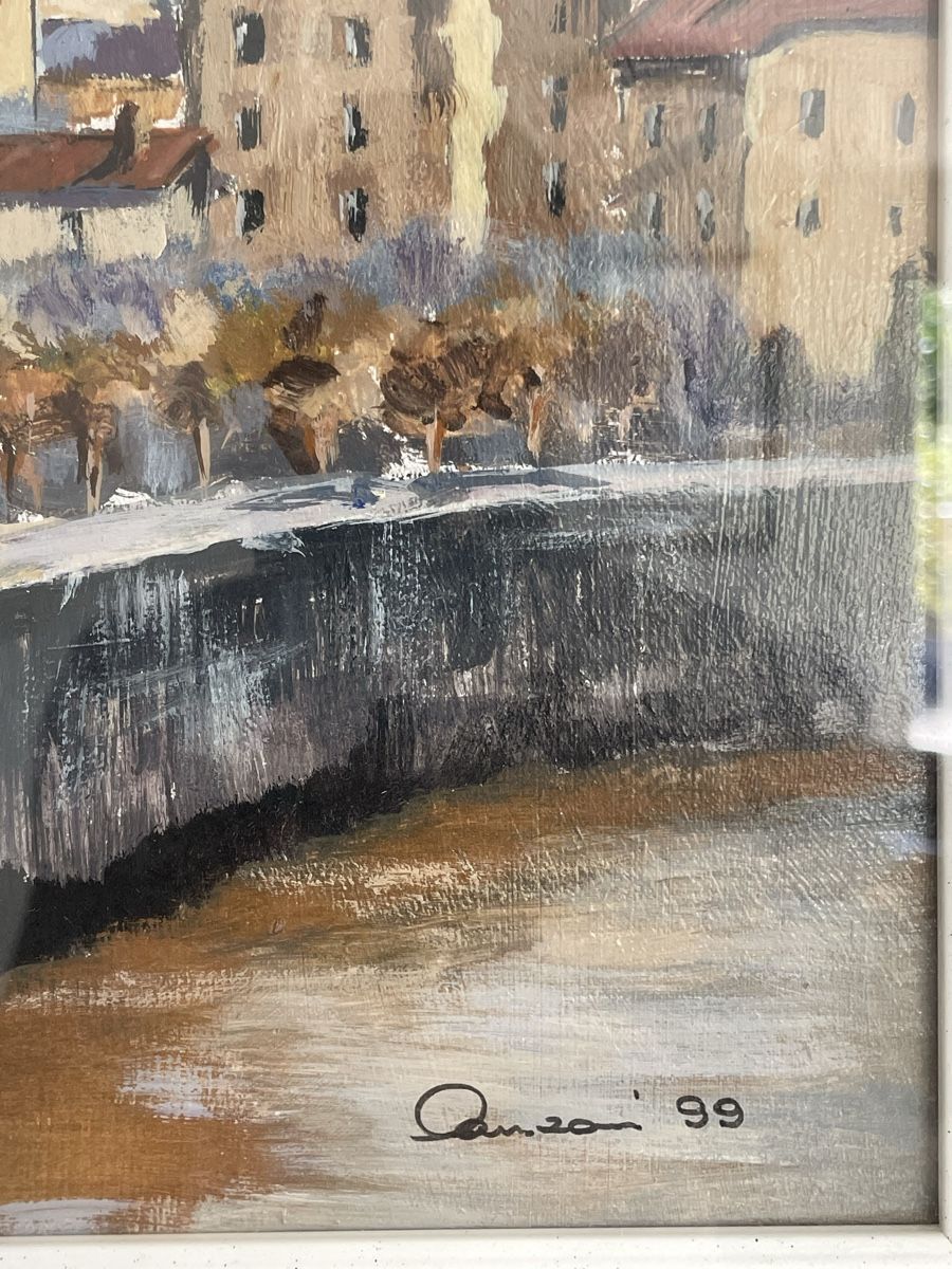 Gemälde: Wunderschönes Ölgemälde Il Borgo (1999)  – Gebraucht aus Richterswil von Prangins9 2