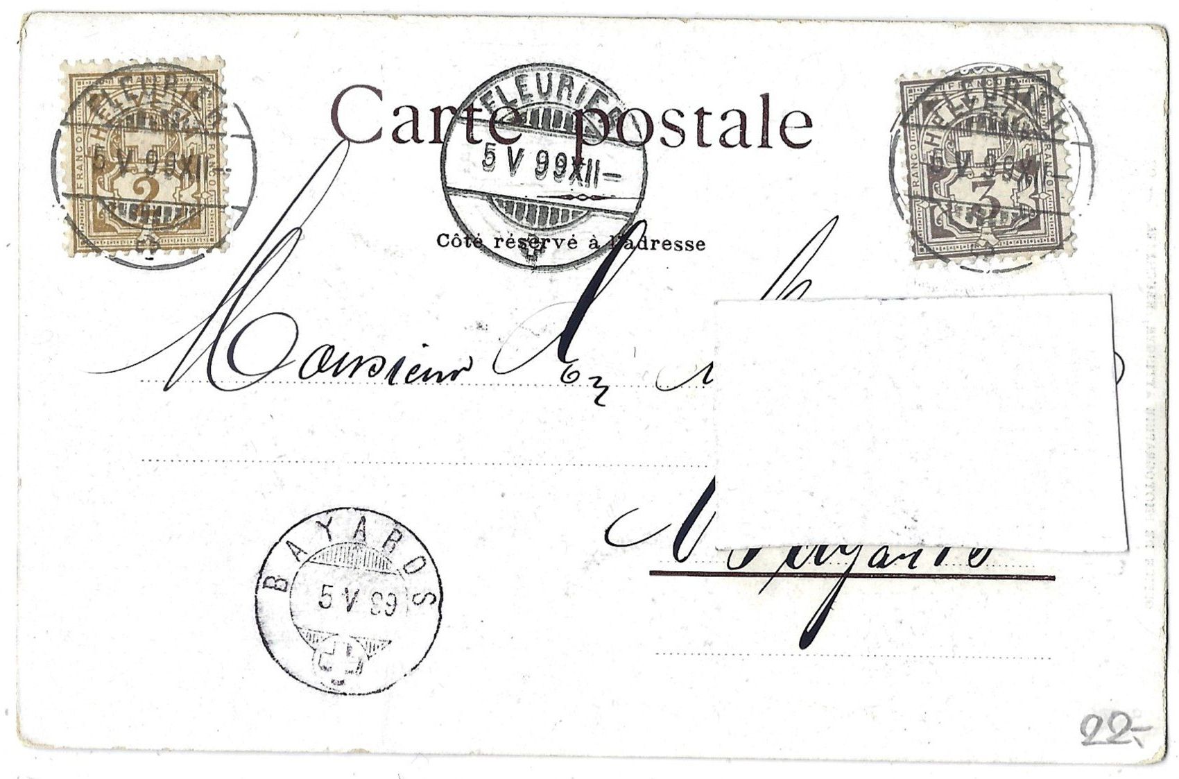 Cartoline postali: FLEURIER – Usato da Bütschwil venduto da Jackson1A 1